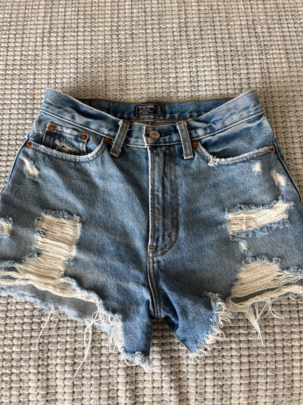 Abercrombie & Fitch Light Blue Distressed Denim Cutoff Shorts